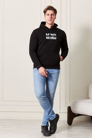 Baskılı Kapşonlu Erkek Sweat