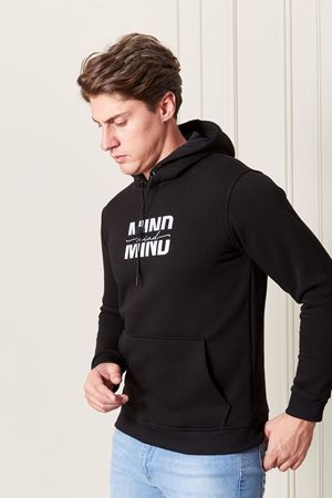 Baskılı Kapşonlu Erkek Sweat