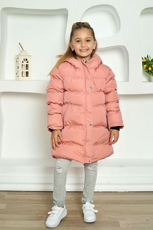 Kapşonlu İçi Yünlü Pudra Çocuk Kaban