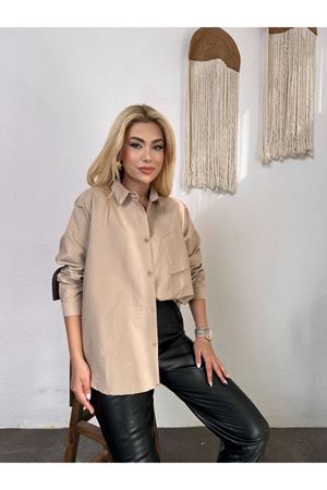 Bej Kadın Gömlek