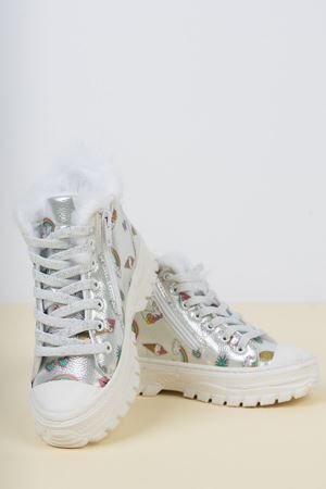 İçi Tüylü Yandan Fermuarlı Gümüş Çocuk Bot