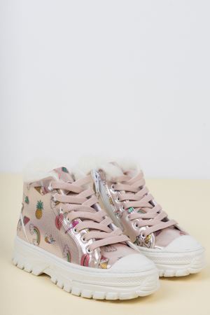 İçi Tüylü Yandan Fermuarlı Pudra Çocuk Bot