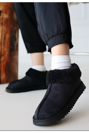Alçak Taban Kürklü Siyah Bot