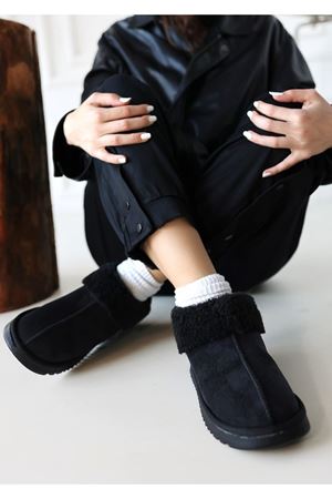 Alçak Taban Kürklü Siyah Bot