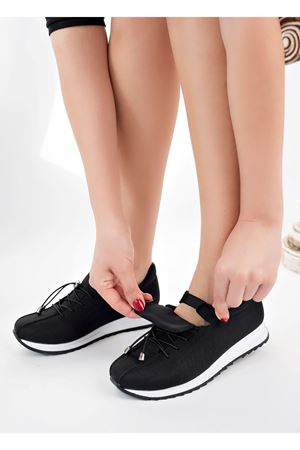 Dolgu Topuk Siyah Kot Kadın Ayakkabı