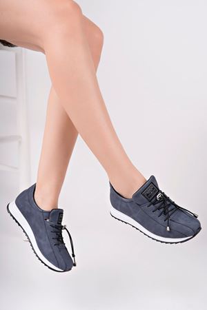 Dolgu Topuk Lacivert Kot Kadın Ayakkabı