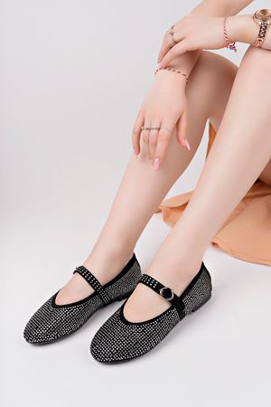 Taşlı Siyah Kadın Ayakkabı