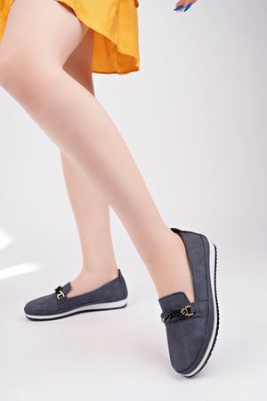 Dolgu Topuk Lacivert Kot Ayakkabı