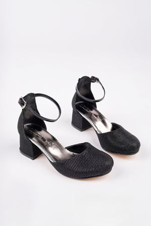Topuklu Siyah Karnıyarık Ayakkabı