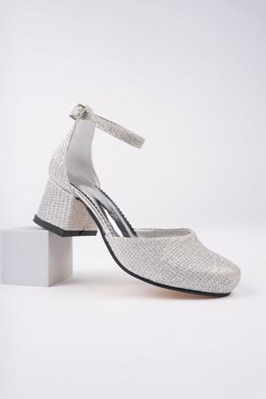 Topuklu Gümüş Karnıyarık Ayakkabı