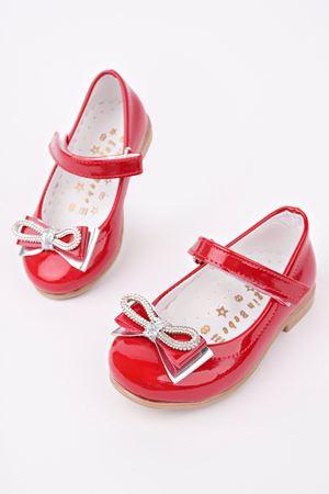Kırmızı Rugan Kız Bebe Ayakkabı