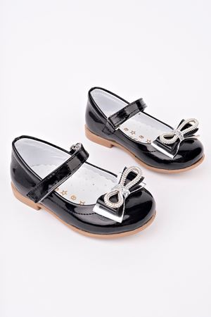Siyah Rugan Kız Bebe Ayakkabı