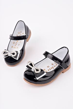 Siyah Rugan Kız Bebe Ayakkabı