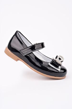 Siyah Rugan Kız Bebe Ayakkabı