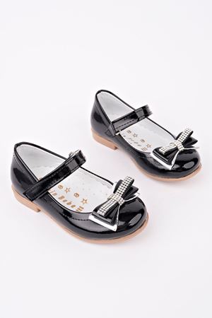 Siyah Rugan Kız Bebe Ayakkabı