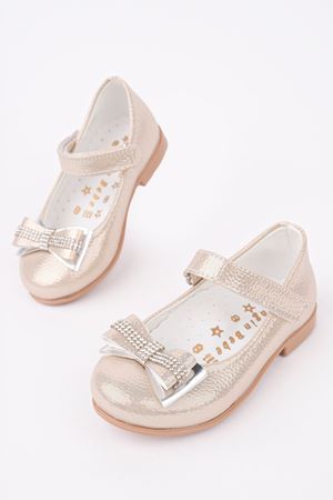 Altın Parlak Kız Bebe Ayakkabı
