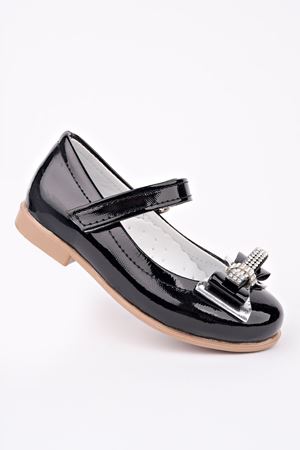 Siyah Rugan Kız Bebe Ayakkabı